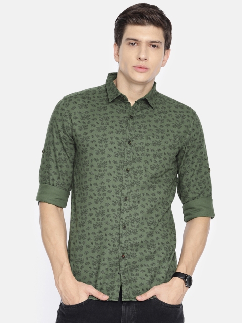 

Ecko Unltd Men Olive Green & Black Regular Fit Printed Casual Shirt