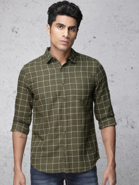 

Ecko Unltd Men Olive Green & White Regular Fit Checked Casual Shirt