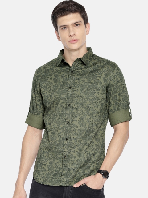 

Ecko Unltd Men Olive Green & Navy Blue Regular Fit Printed Casual Shirt
