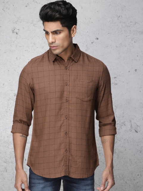 

Ecko Unltd Men Brown & Black Regular Fit Checked Casual Shirt