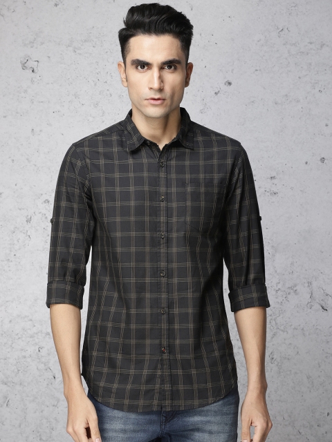 

Ecko Unltd Men Black & Khaki Slim Fit Checked Casual Shirt