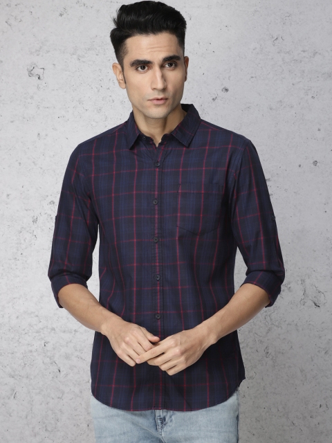 

Ecko Unltd Men Navy Blue & Red Regular Fit Checked Casual Shirt