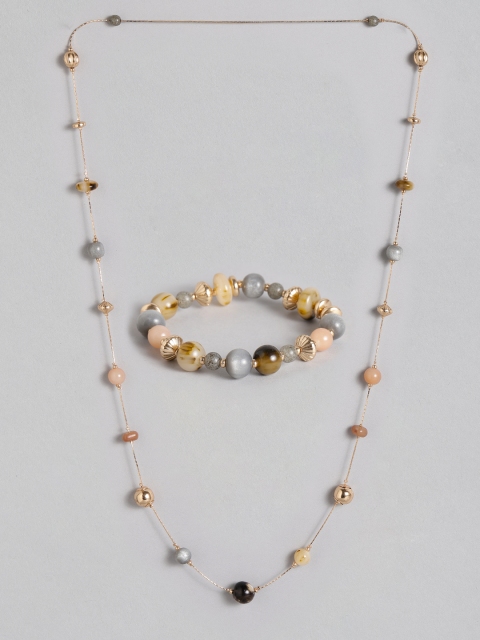 

Accessorize Women Gold-Toned & Brown Beaded Jewellery Set