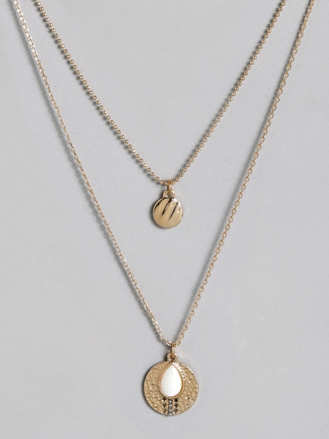 

Accessorize Gold-Toned & White Beaded Layered Necklace