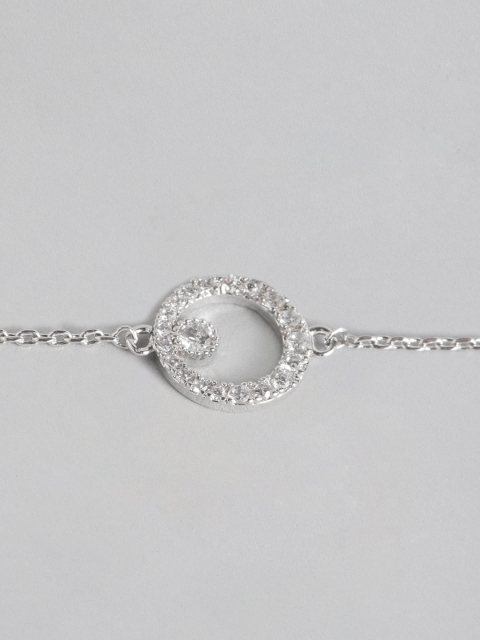 

Accessorize Silver-Toned Platinum-Plated CZ-Studded Circular Bracelet
