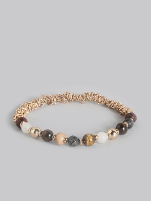 

Accessorize Brown & Gold-Toned Beaded Elasticated Bracelet