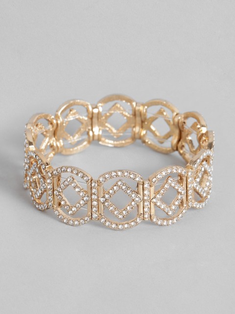 

Accessorize Gold-Toned Stone-Studded Elasticated Bracelet