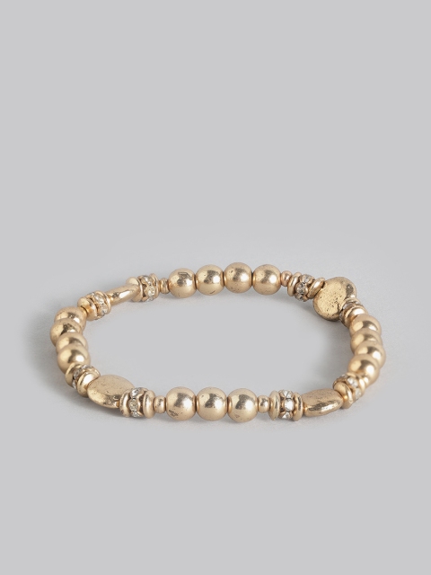 

Accessorize Gold-Toned Beaded & Stone-Studded Elasticated Bracelet