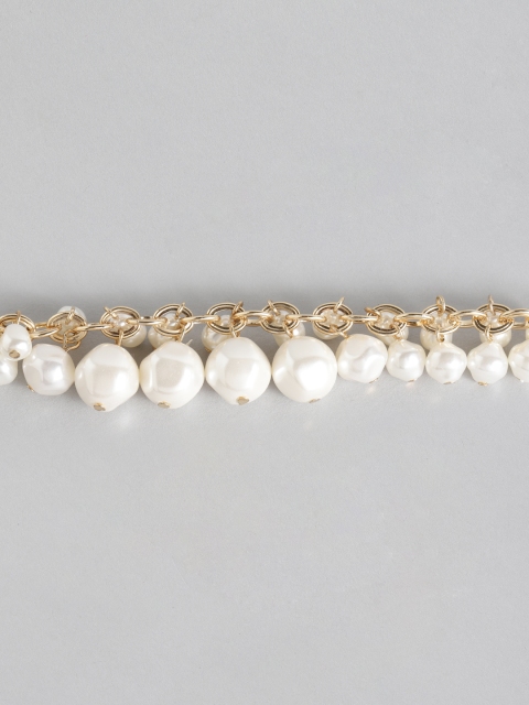 

Accessorize White & Gold Toned Beaded Link Bracelet