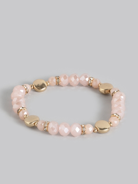 

Accessorize Pink & Gold-Toned Beaded Elasticated Bracelet