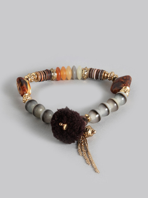 

Accessorize Brown & Grey Beaded Elasticated Bracelet