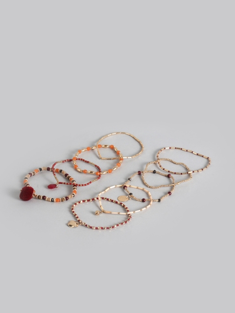 

Accessorize Set of 9 Elasticated Bracelets, Maroon