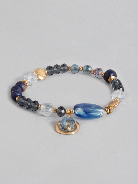 

Accessorize Blue & Charcoal Grey Beaded Elasticated Bracelet