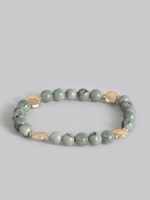 

Accessorize Green & Gold-Toned Beaded Elasticated Bracelet