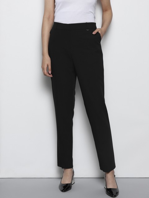 

DOROTHY PERKINS Women Black Slim Fit Solid Regular Trousers