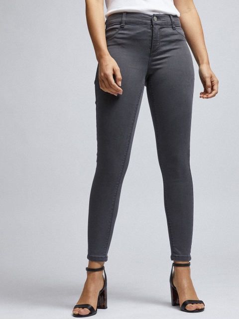 

DOROTHY PERKINS Women Charcoal Grey Super Skinny Fit Mid-Rise Clean Look Petite Stretchable Jeans