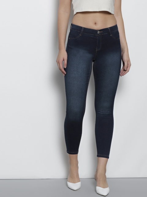 

DOROTHY PERKINS Women Navy Blue Super Skinny Fit Clean Look Petite Cropped Stretchable Jeans