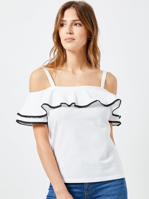

DOROTHY PERKINS Women White Solid Bardot Top