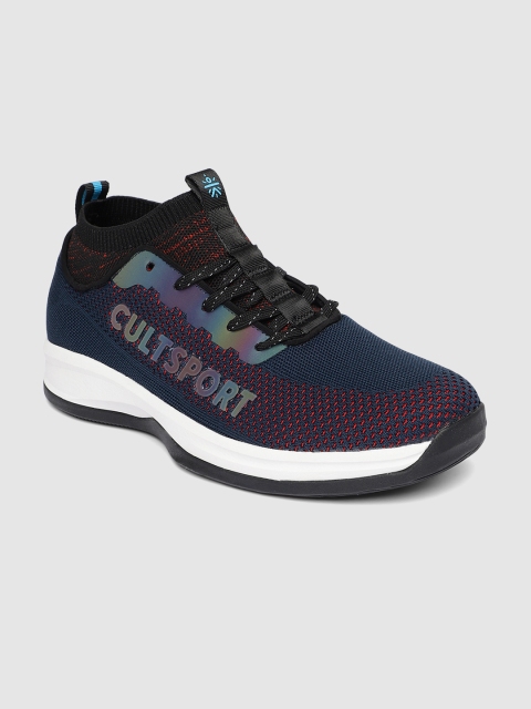 

Cultsport Men Navy Blue Woven Design ColorReflector Street Shoes