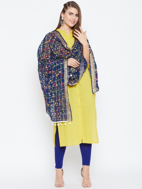 

Vastraa Fusion Blue & Golden Kutch Work Embroidered Dupatta