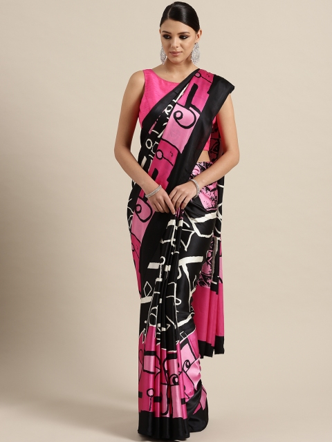 

KALINI Black & Pink Printed Saree