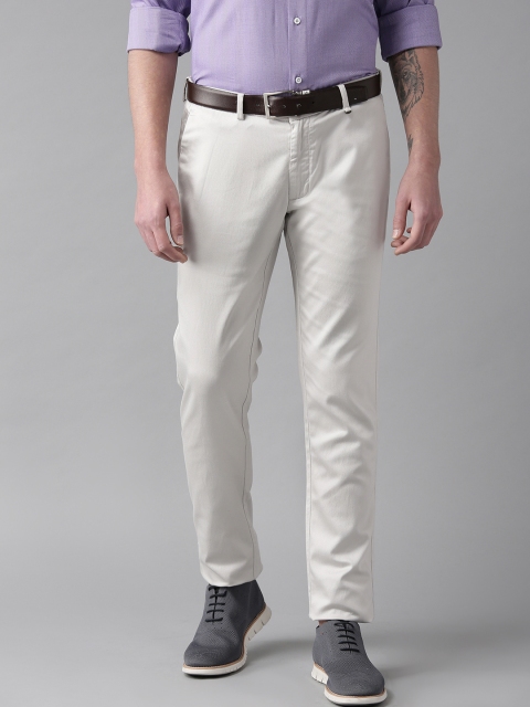 

Blackberrys Men Off White Regular Fit Self Design Regular Trousers