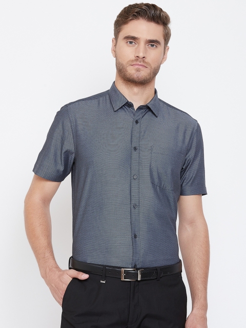 

Blackberrys Men Navy Blue Slim Fit Self Design Formal Shirt