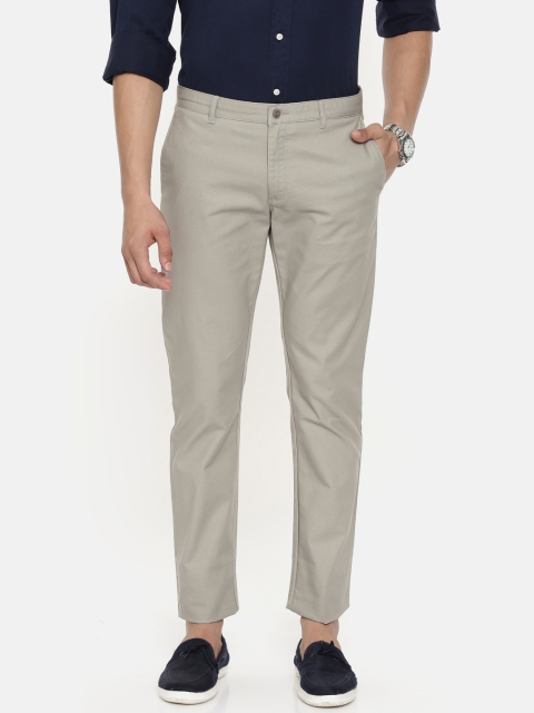

Blackberrys Men Grey Tapered Fit Solid Regular Trousers