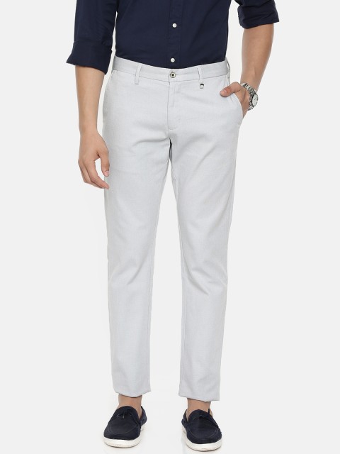 

Blackberrys Men Grey Tapered Fit Self Design Regular Trousers