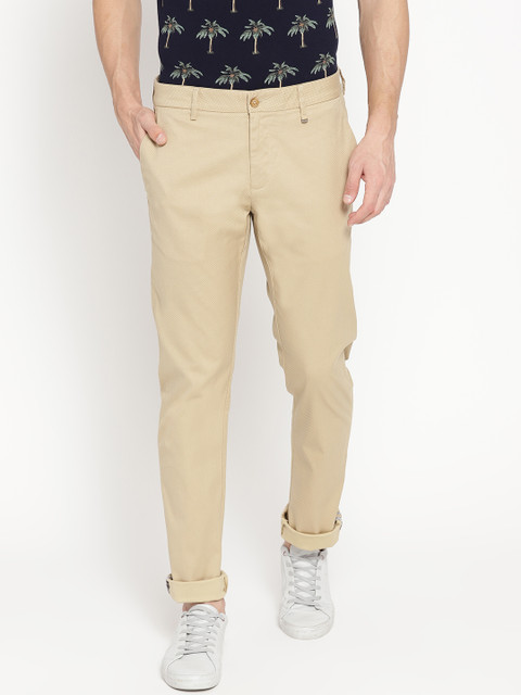 

Blackberrys Men Beige Printed Regular Trousers