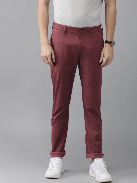 

Blackberrys Men Maroon Skinny Fit Printed Regular Trousers