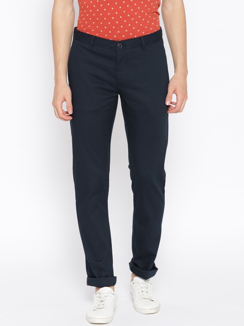 

Blackberrys Men Navy Blue Sharp Regular Fit Self Design Chinos