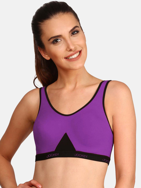 

Jockey Purple Solid Non-Wired Non Padded Sports Bra 1376-0105