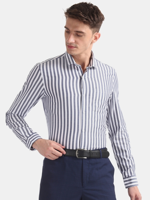 

Arrow Men Blue & White Slim Fit Striped Formal Shirt