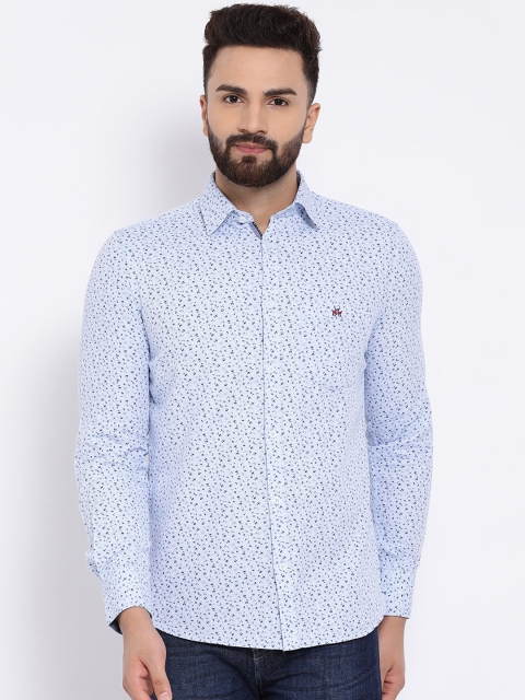 

Crimsoune Club Men Blue & Blue Slim Fit Printed Casual Shirt