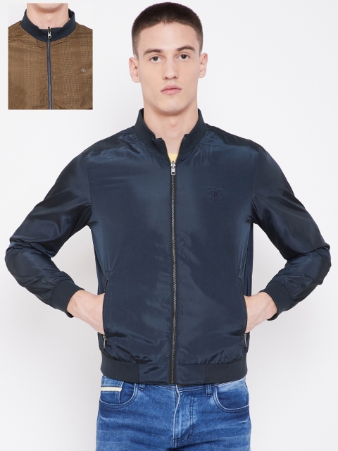 

Duke Stardust Men Navy & Olive Brown Reversible Bomber Jacket, Navy blue