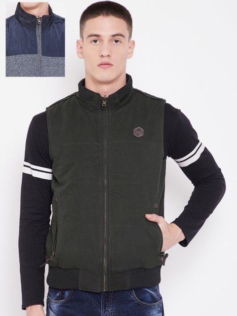 

Duke Stardust Men Green & Blue Reversible Sleeveless Padded Jacket