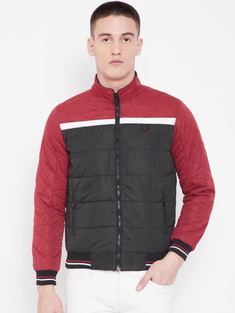 

Duke Stardust Men Black & Maroon Colourblocked Varsity Jacket