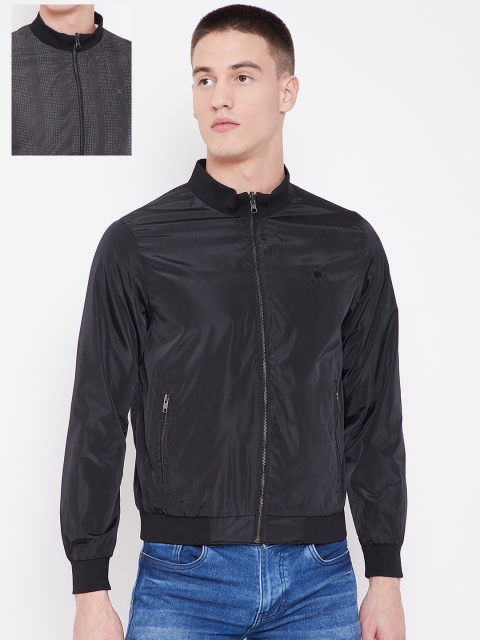 

Duke Stardust Men Black & Grey Solid Reversible Bomber Jacket