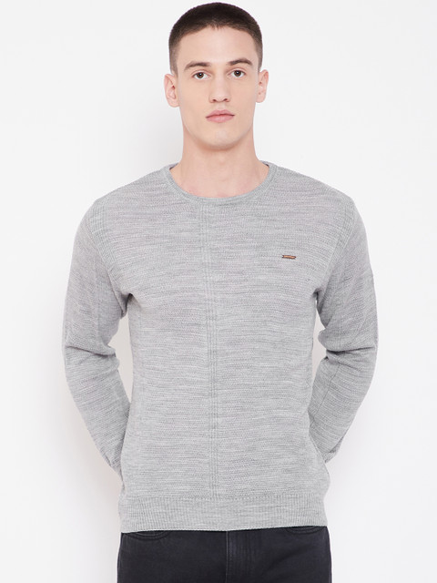 

Duke Men Grey Melange Self Design Sweater