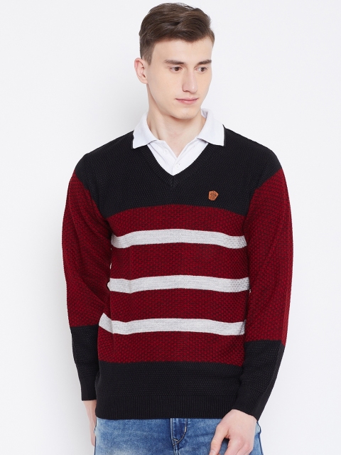 

Duke Men Red & Black Striped Sweater