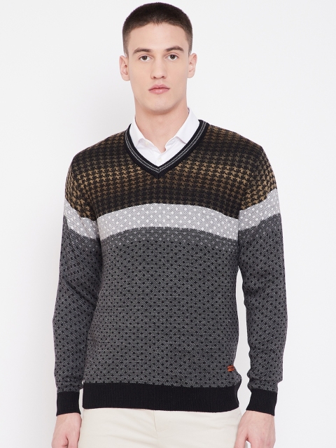 

Duke Men Grey & Brown Self Design Sweater