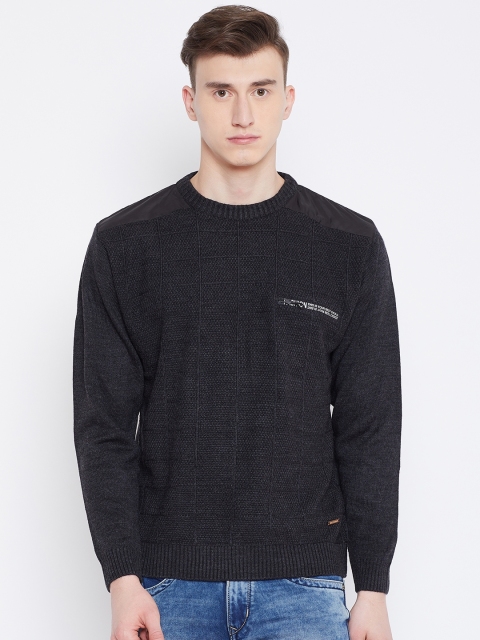 

Duke Stardust Men Charcoal Grey Self-Checked Sweater
