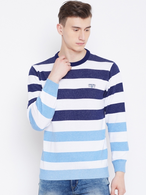 

Duke Stardust Men White & Blue Striped Sweater