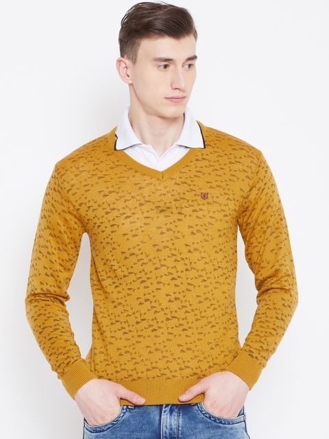 

Duke Stardust Men Mustard Yellow & Charcoal Grey Printed Sweater