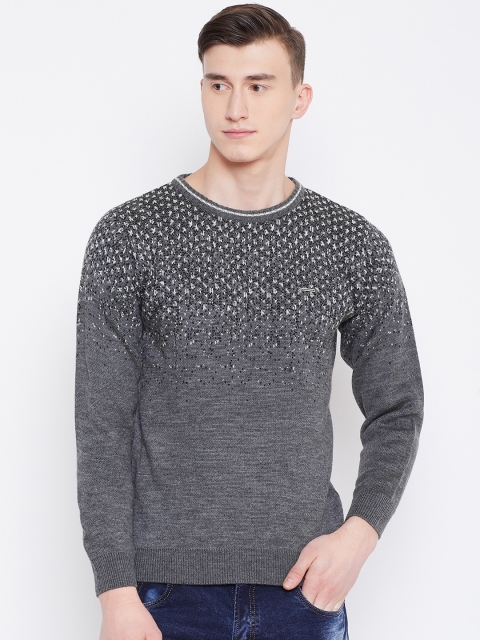 

Duke Stardust Men Charcoal Grey & White Self Design Sweater