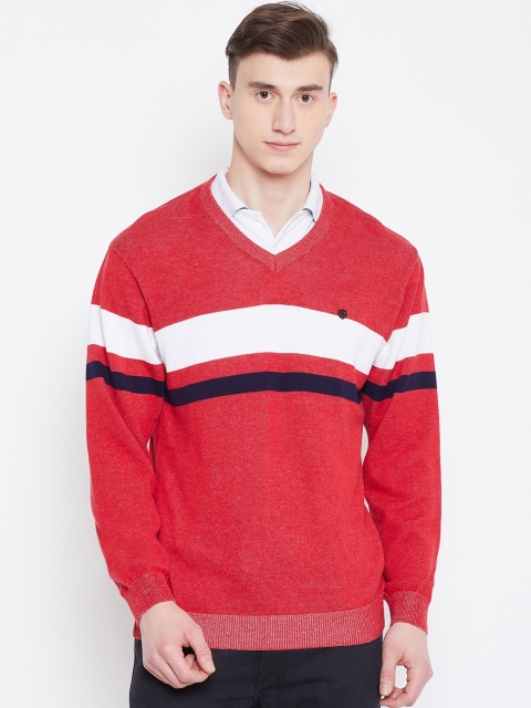 

Duke Men Red & White Striped Acrylic Sweater