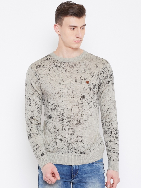

Duke Men Beige & Black Printed Sweater