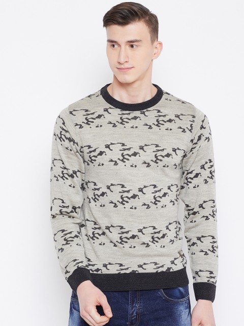 

Duke Stardust Men Beige & Charcoal Grey Self Design Sweater