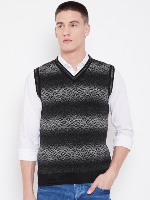 

Duke Stardust Men Black & Grey Striped Sweater Vest